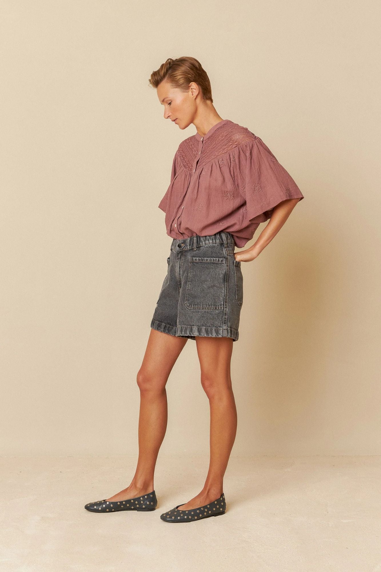 Lace Inset Yoked Blouse