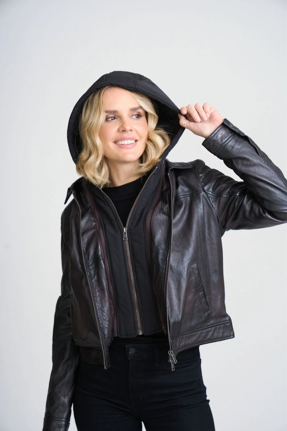 Avih Hooded Leather Jacket