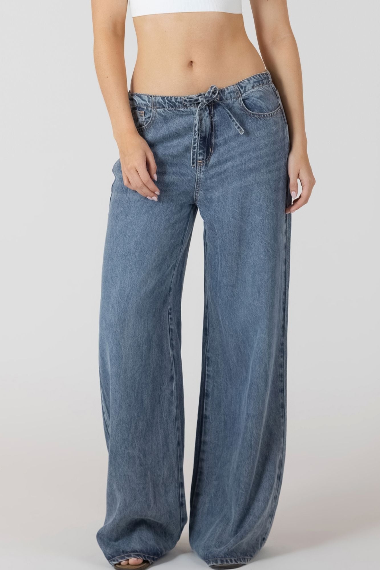 Drawstring Waist Denim Pant