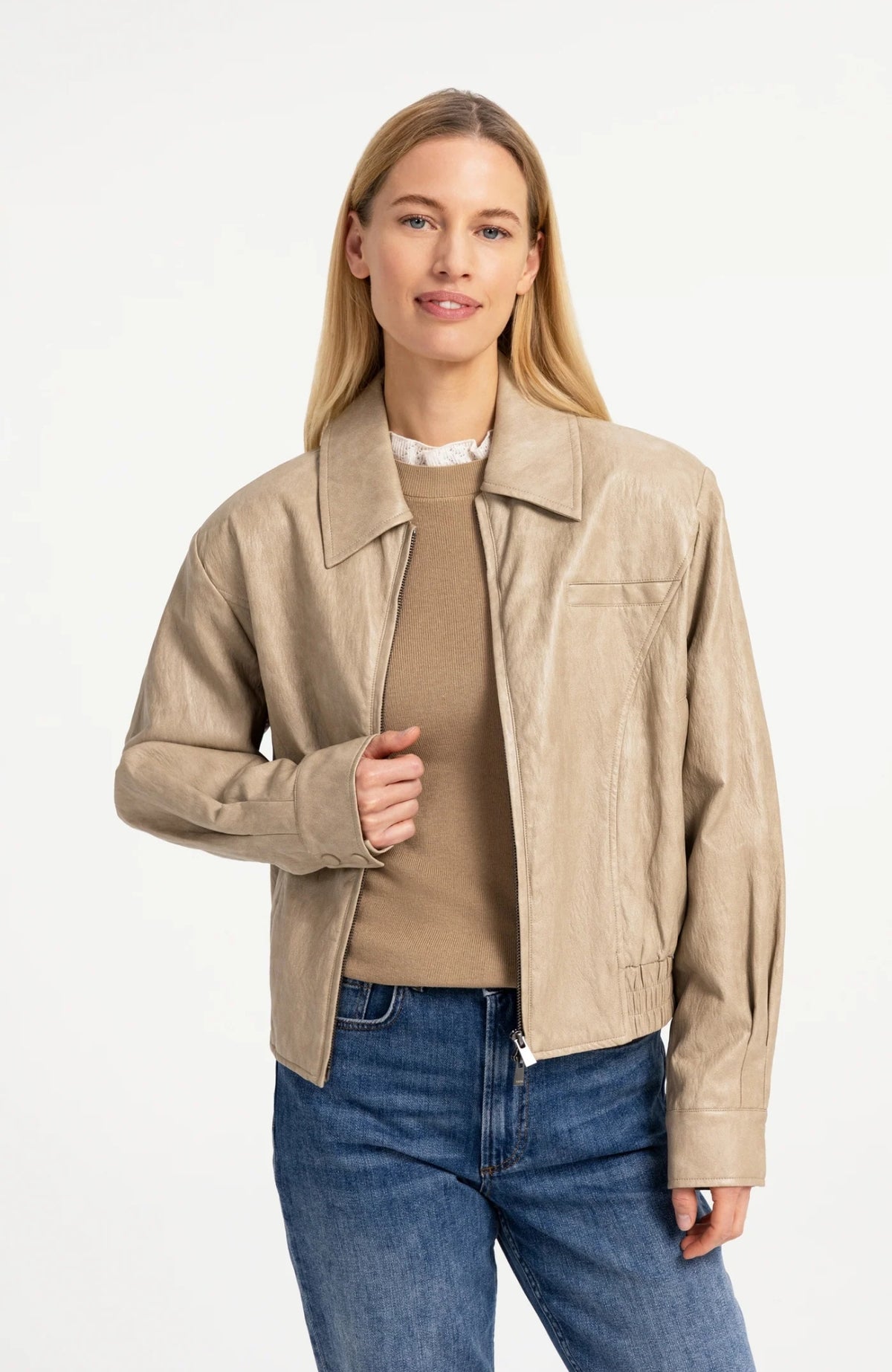 Faux Leather Cropped Jacket