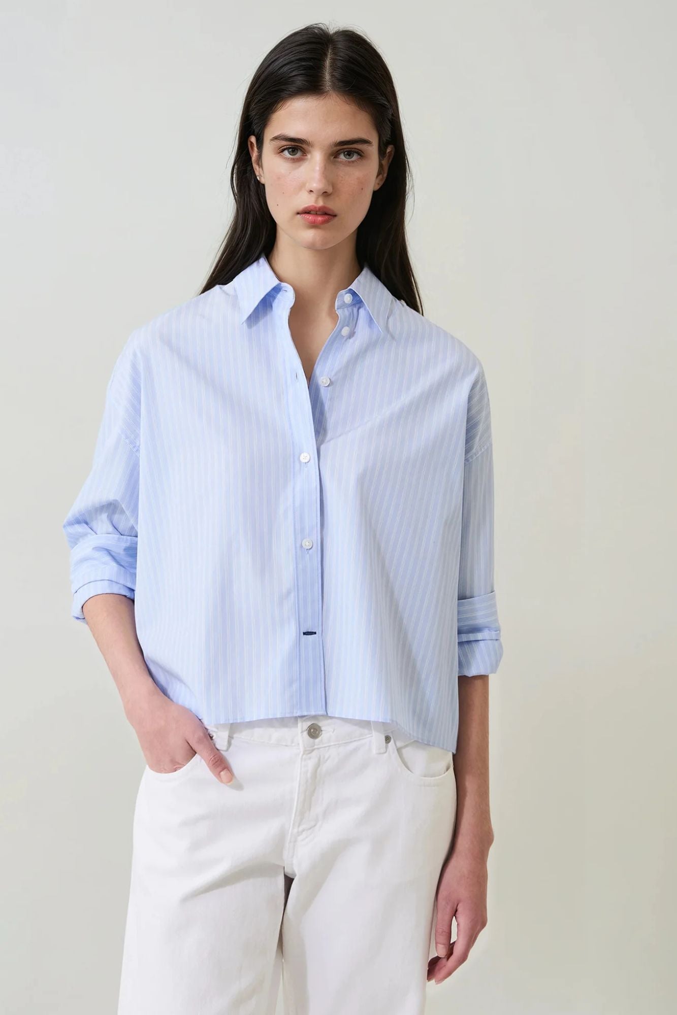 Cotton Stripe Boxy Shirt