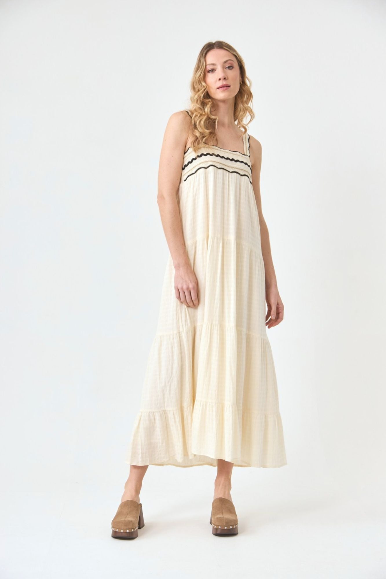 Long Cotton Dress With Lace Straps