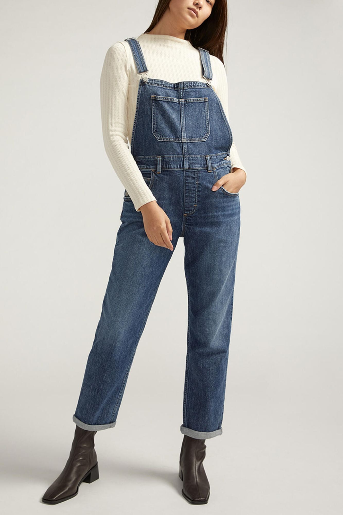 Baggy Straight Leg Overall Jeans