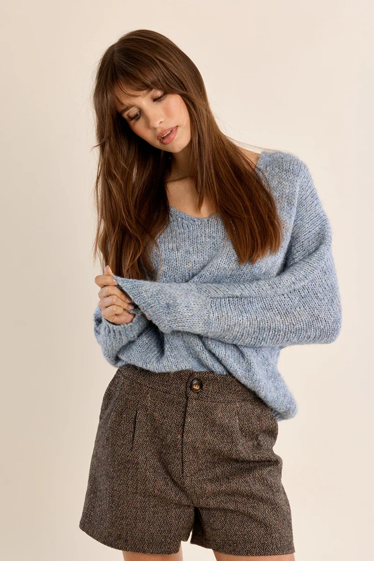 V Neck Knitted Sweater