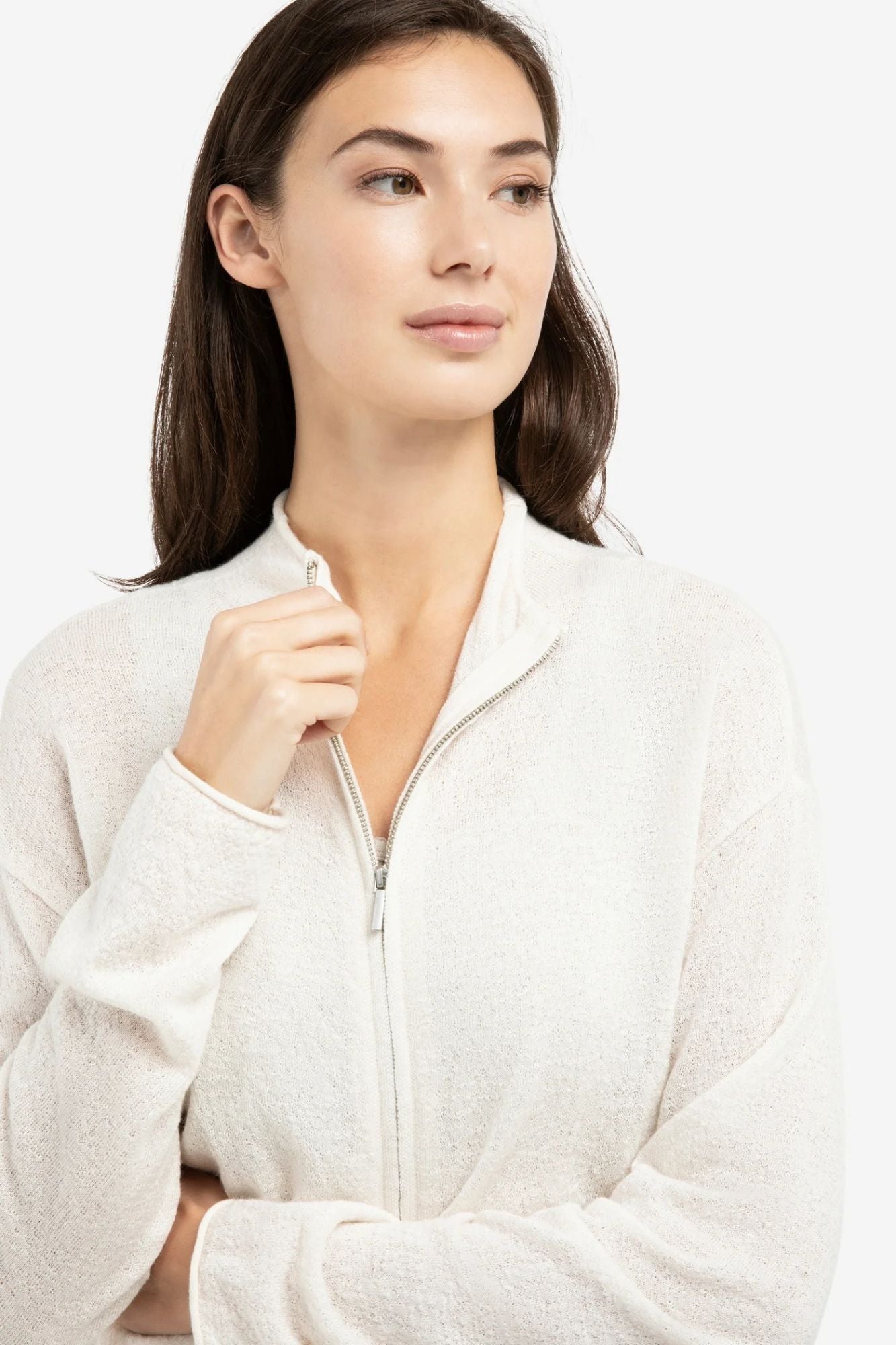 Textured Cardigan High Neck