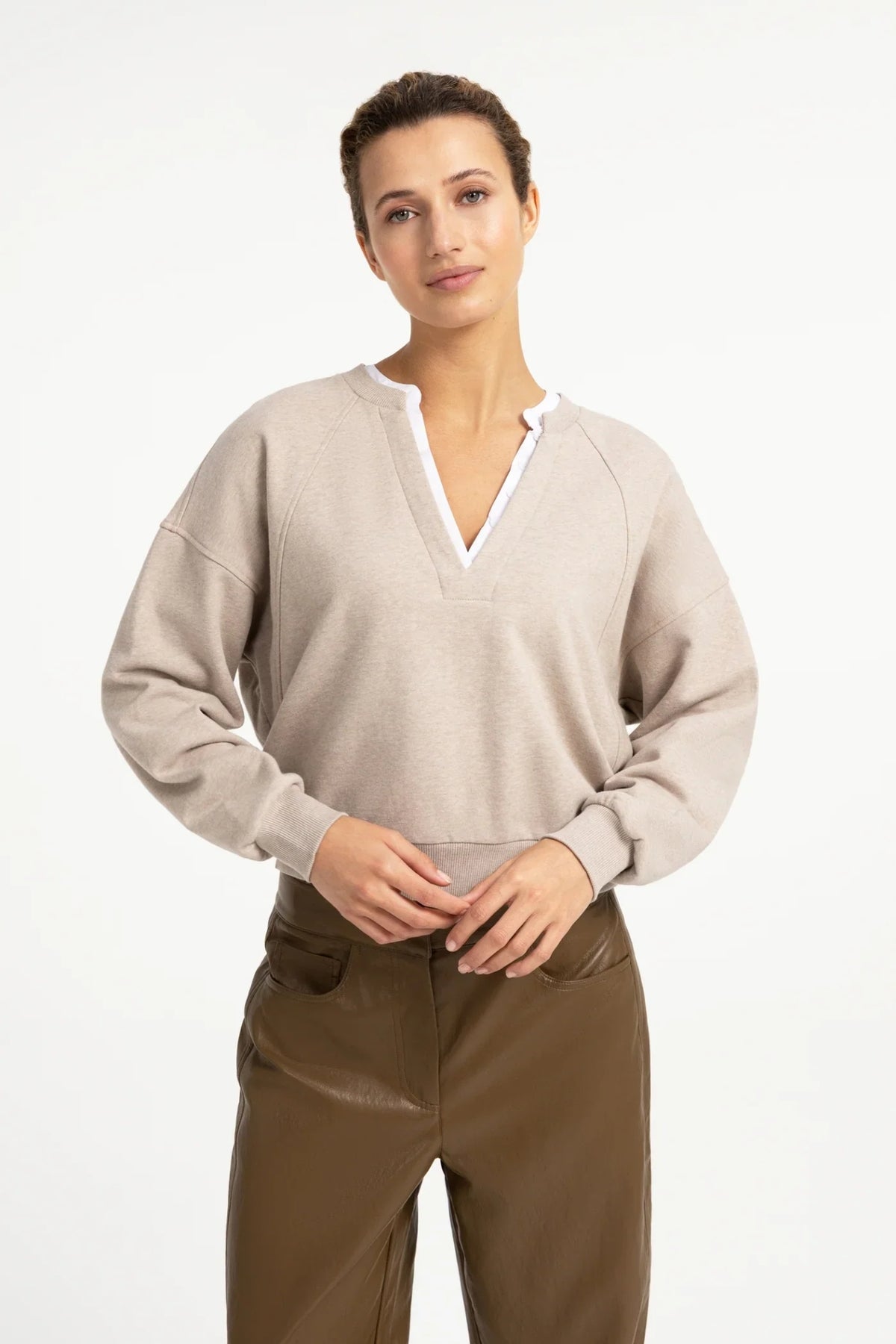 V-Neck Sweatshirt With Collar