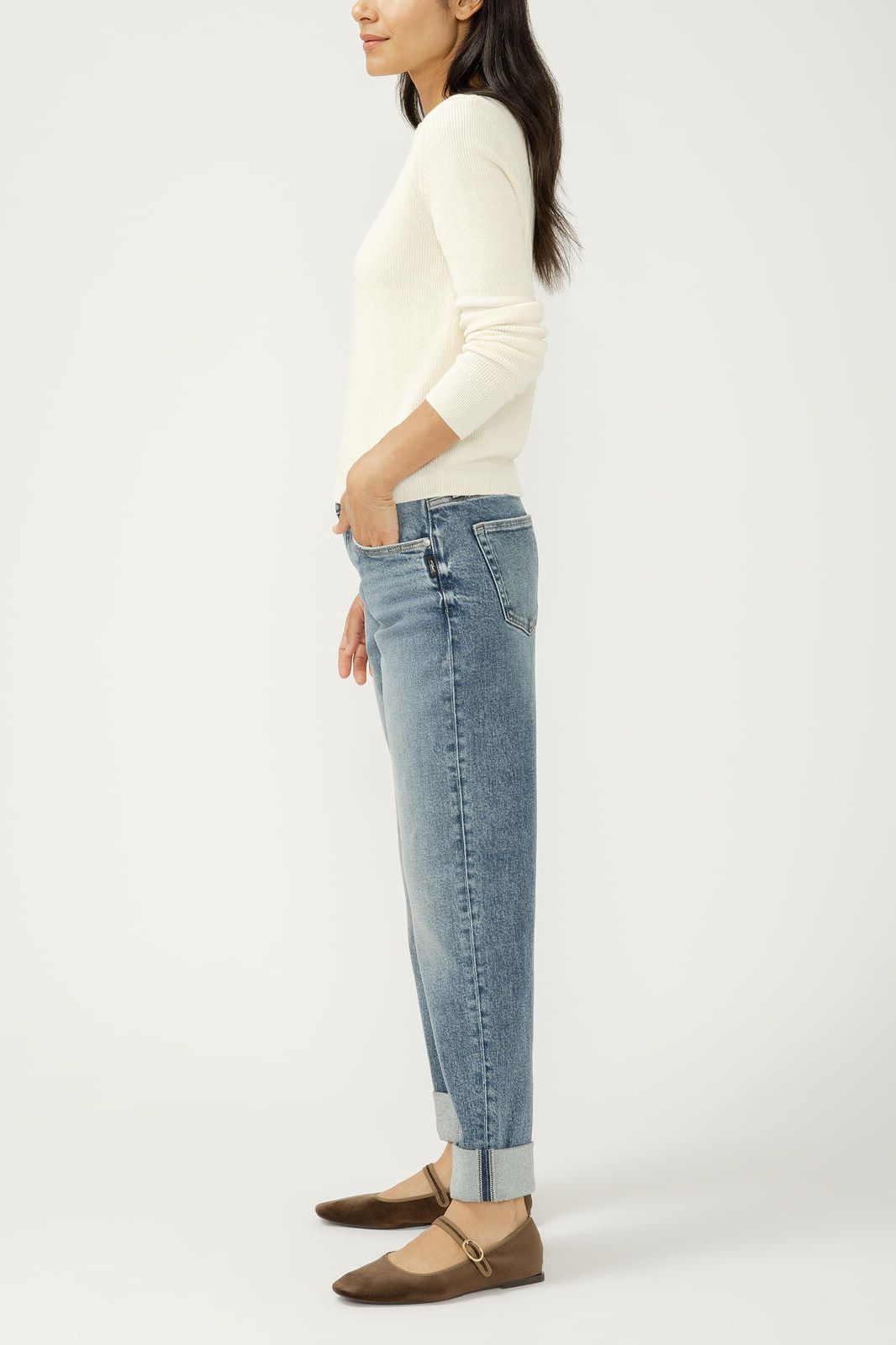 Relaxed Mid Rise Straight Leg