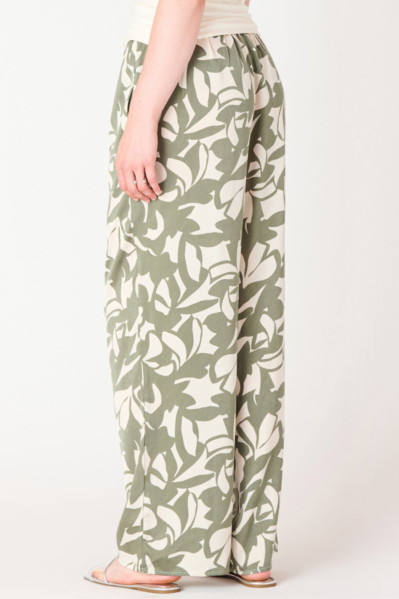 High Waist Wide Leg Satin Pant