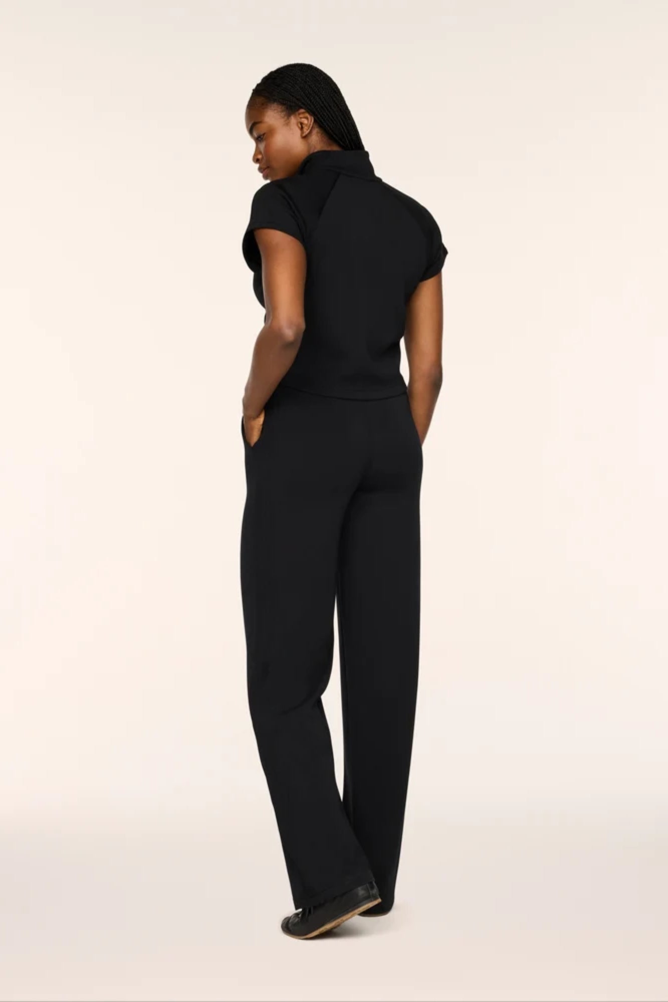 Pintuck Half Zip Jumpsuit