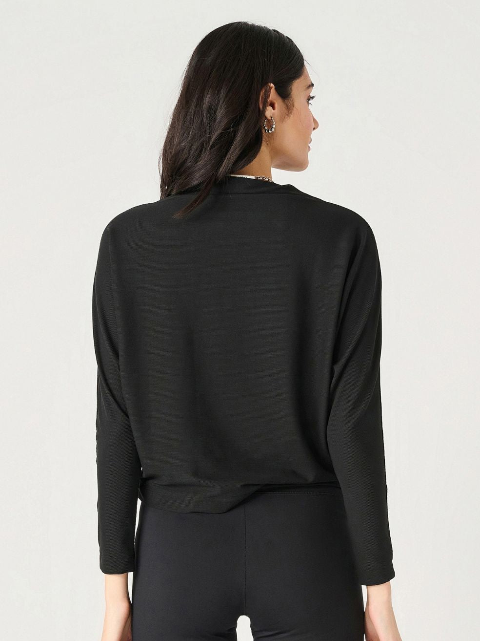 Crystal Mock Neck Ribbed Top