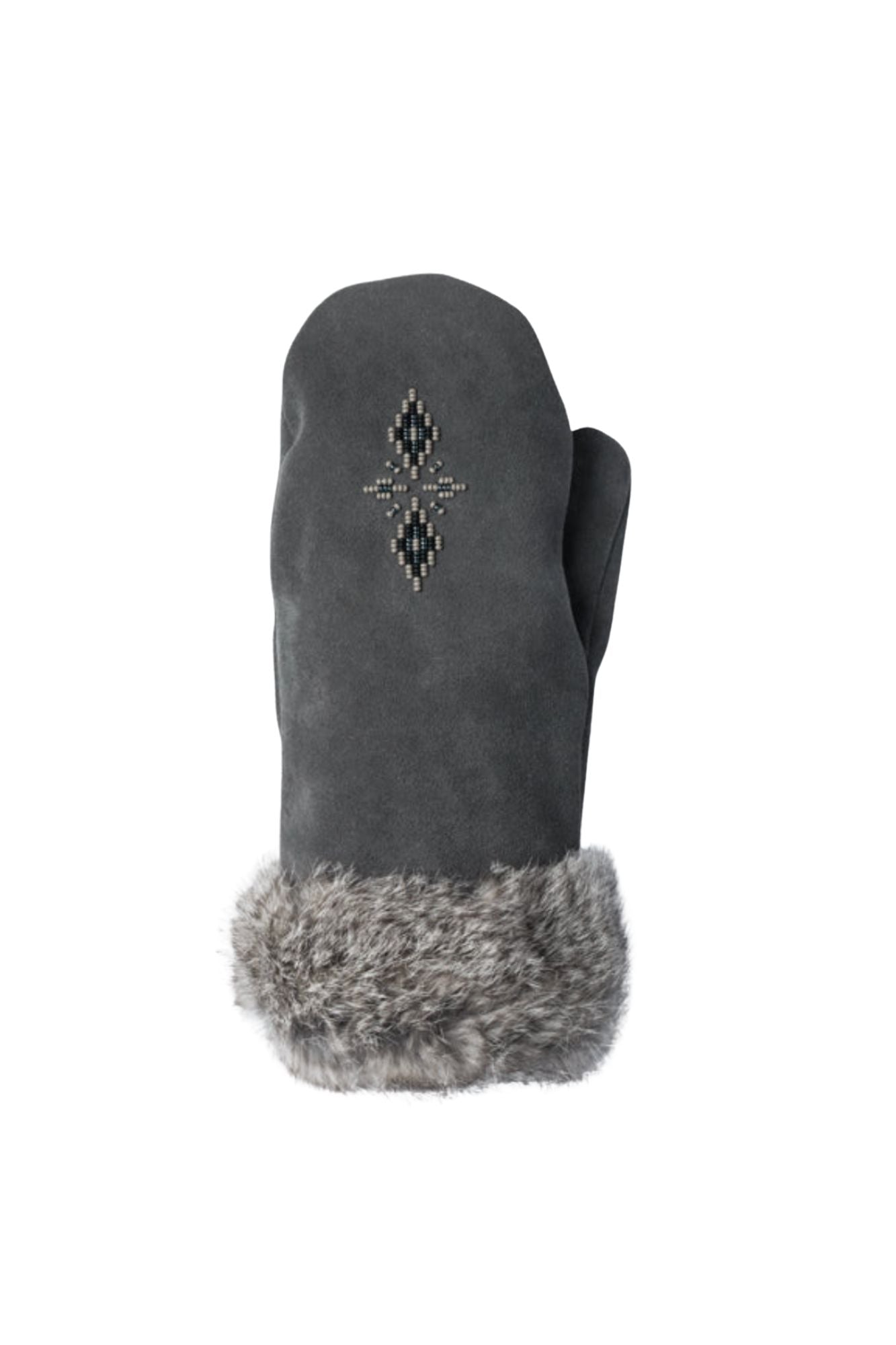 Fur Trim Leather Mitt