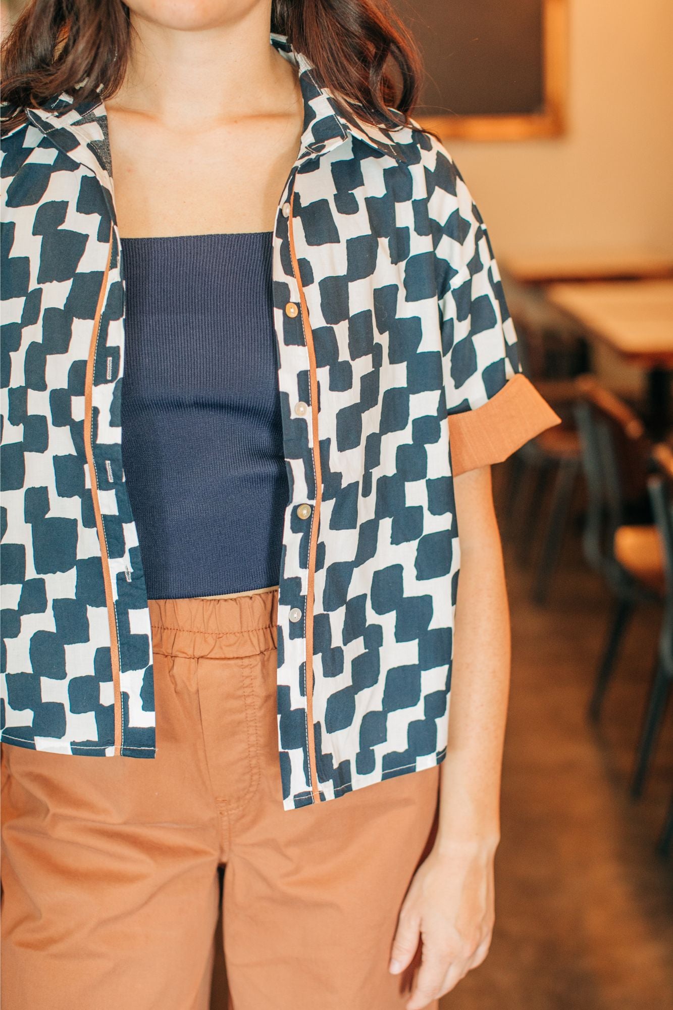 Printed Cotton Shirt With Waves