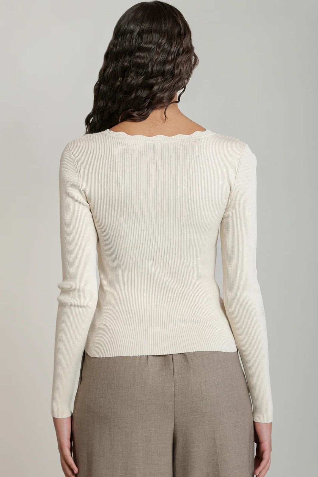 Scallop Neck Sweater Top