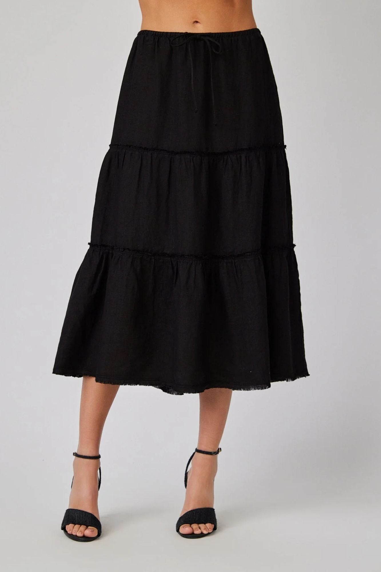 Frayed Tiered Skirt
