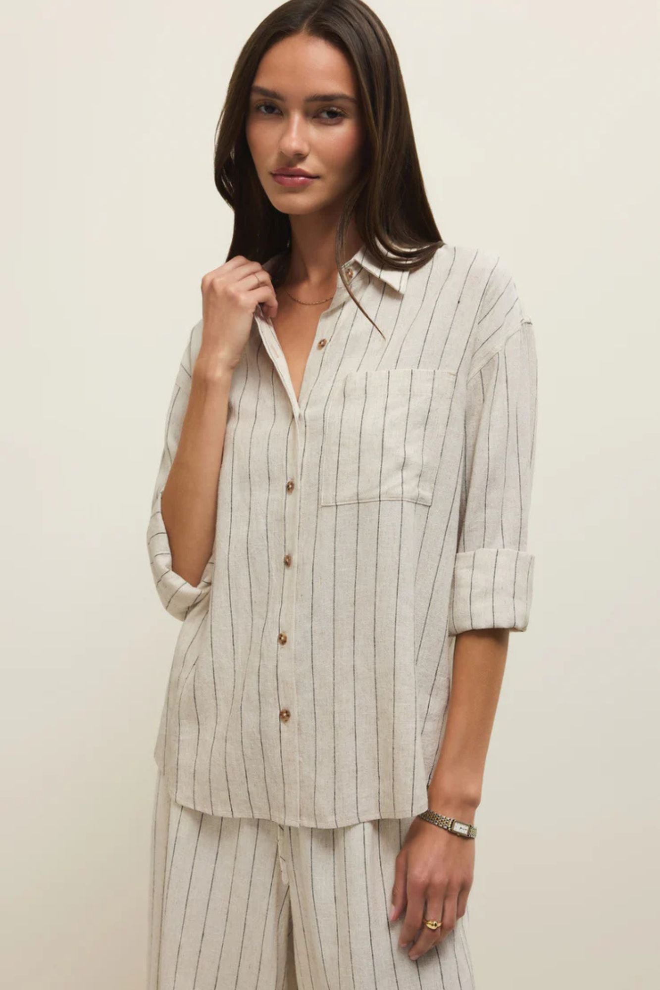 Alfie Striped Button Up Top