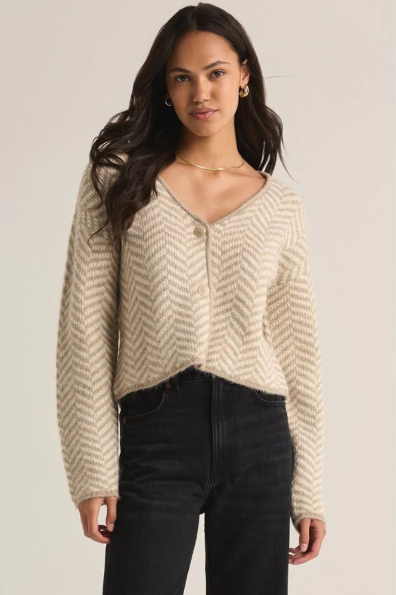 Naomi Herringbone Cardigan