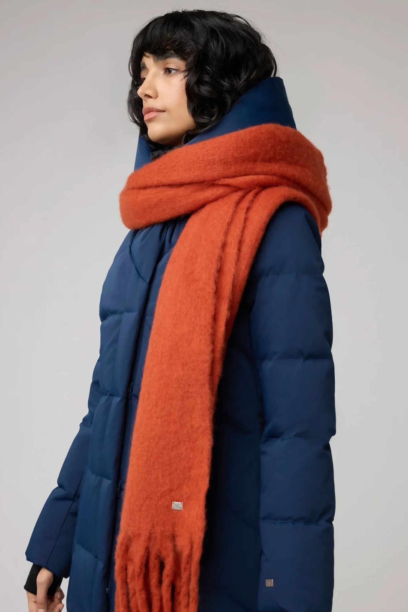 Bev Faux Mohair Solid Scarf With Fringed Edge