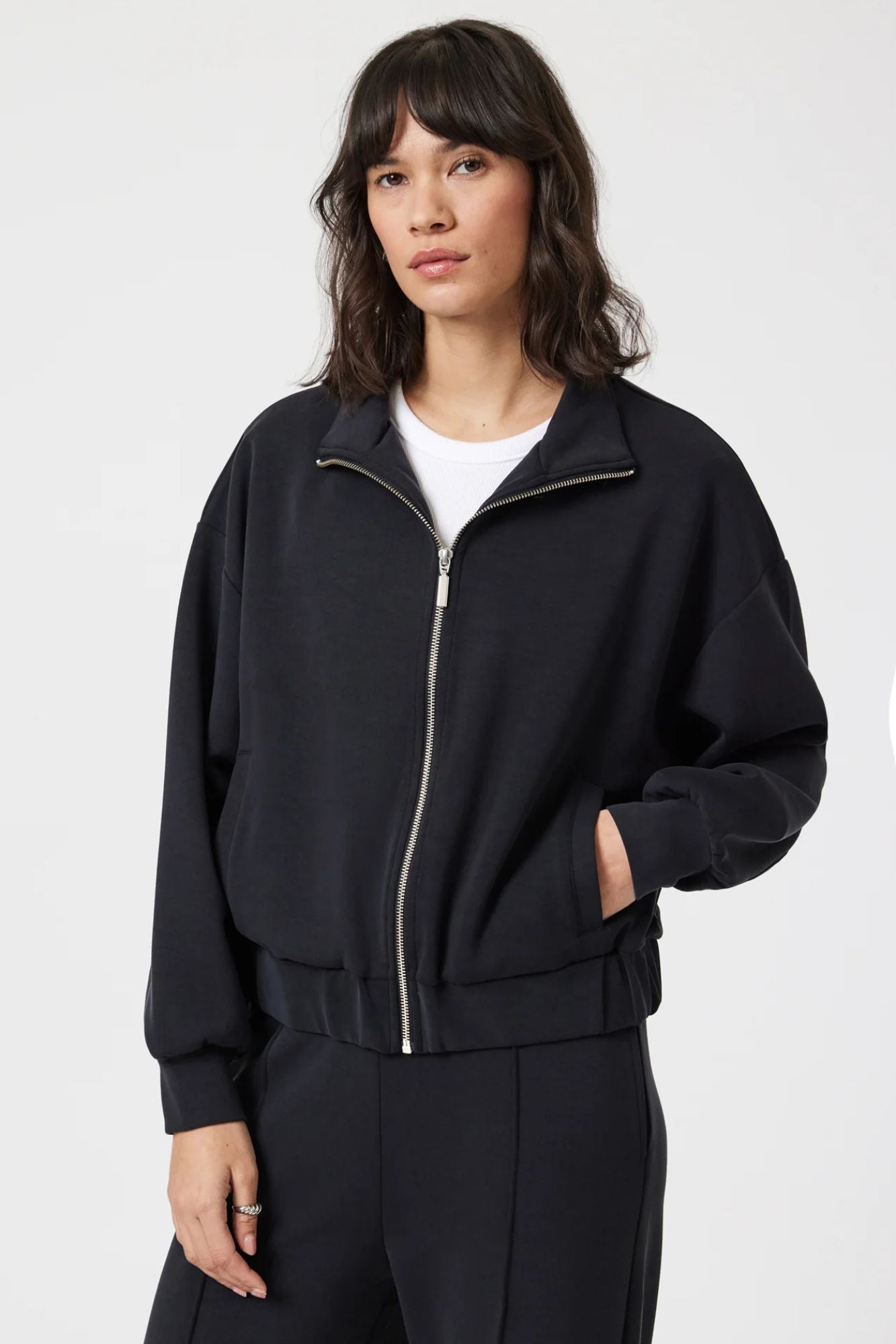 Sporty Luxe Tencel Full Zip Sweatshirt