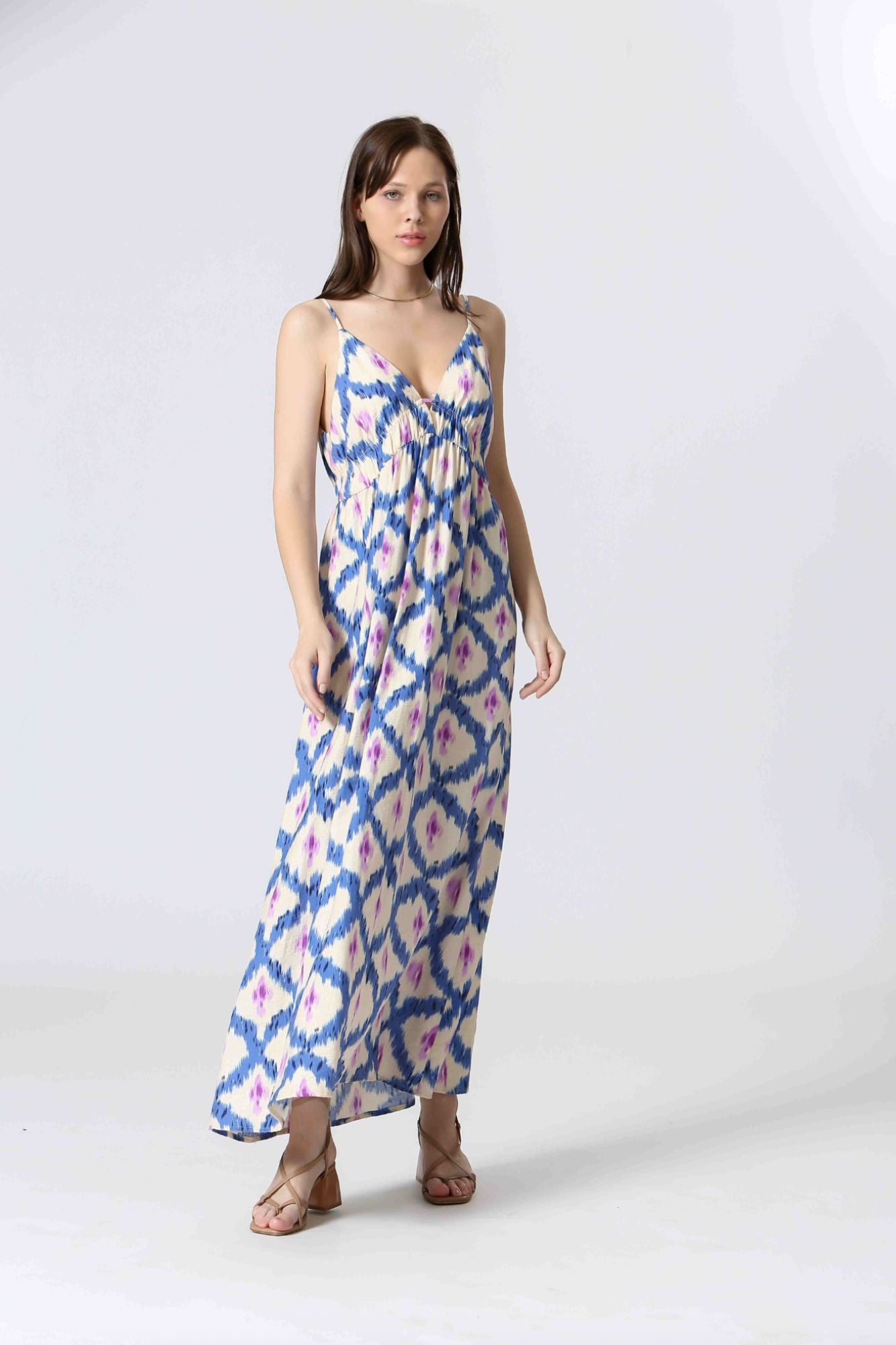 Long Geometric Print Dress