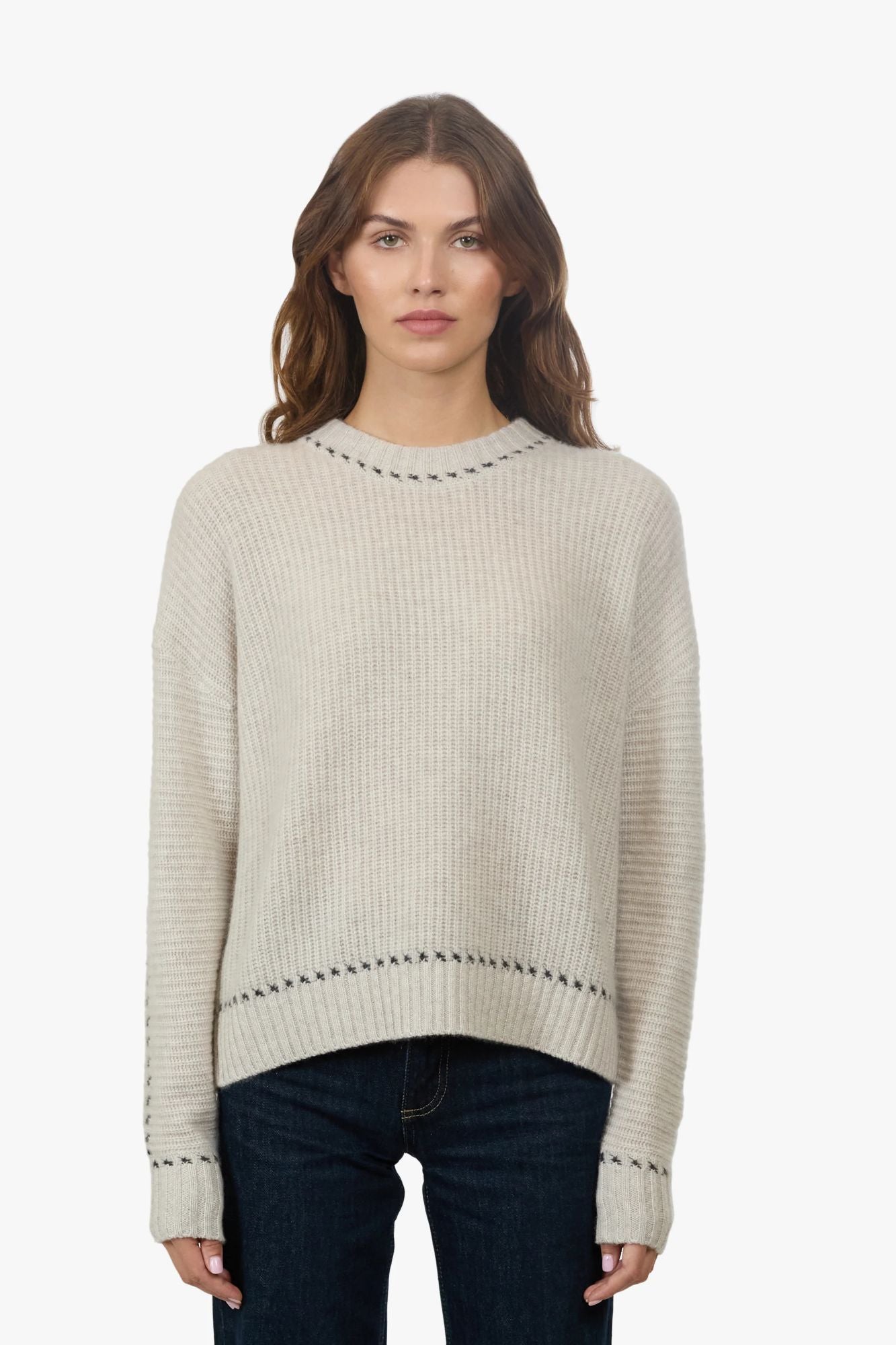 Shaker Crew Contrast Stitch