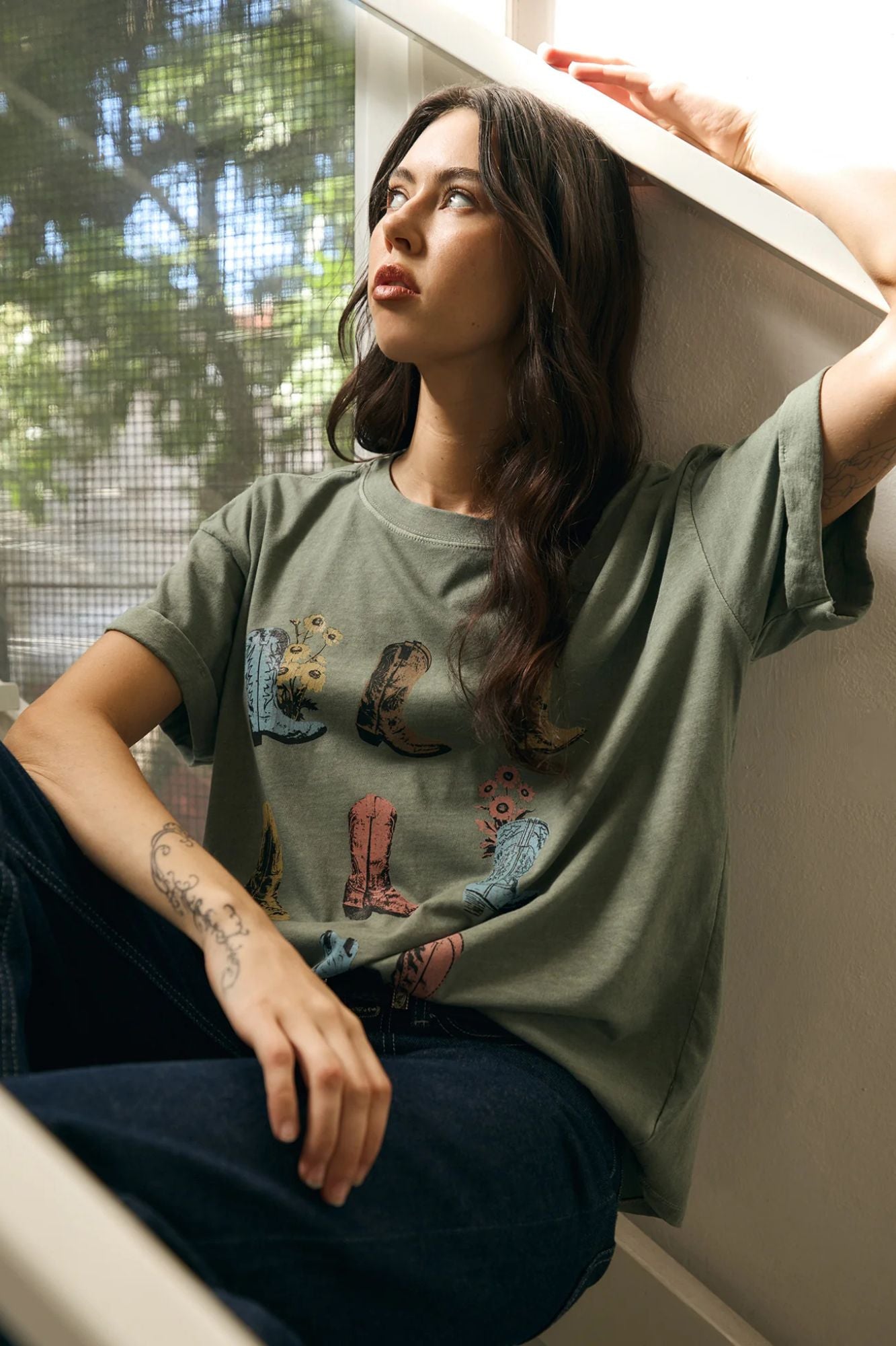 Cowboy Boots & Flowers Boyfriend Tee