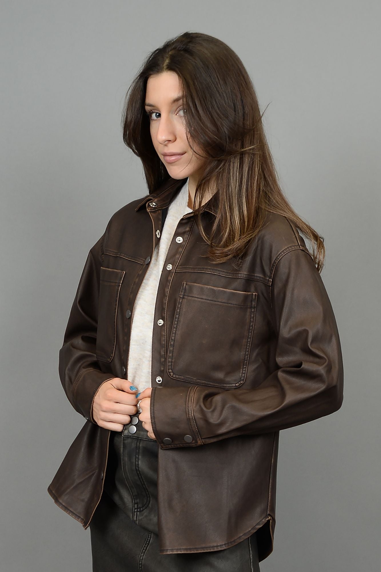 Aliska Faux Leather Shirt