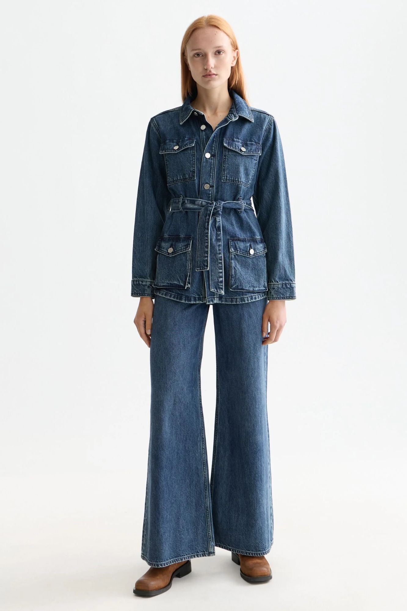 Worked Out Belted Denim Jacket