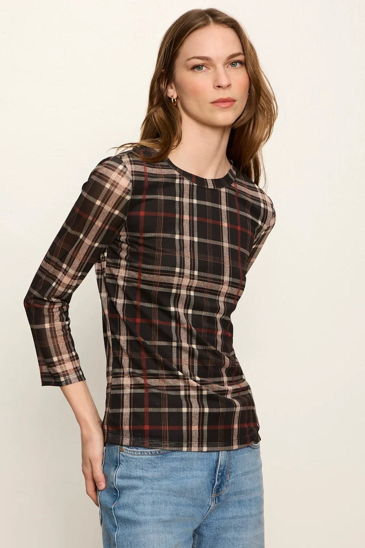 Mesh 3/4 Sleeve Top