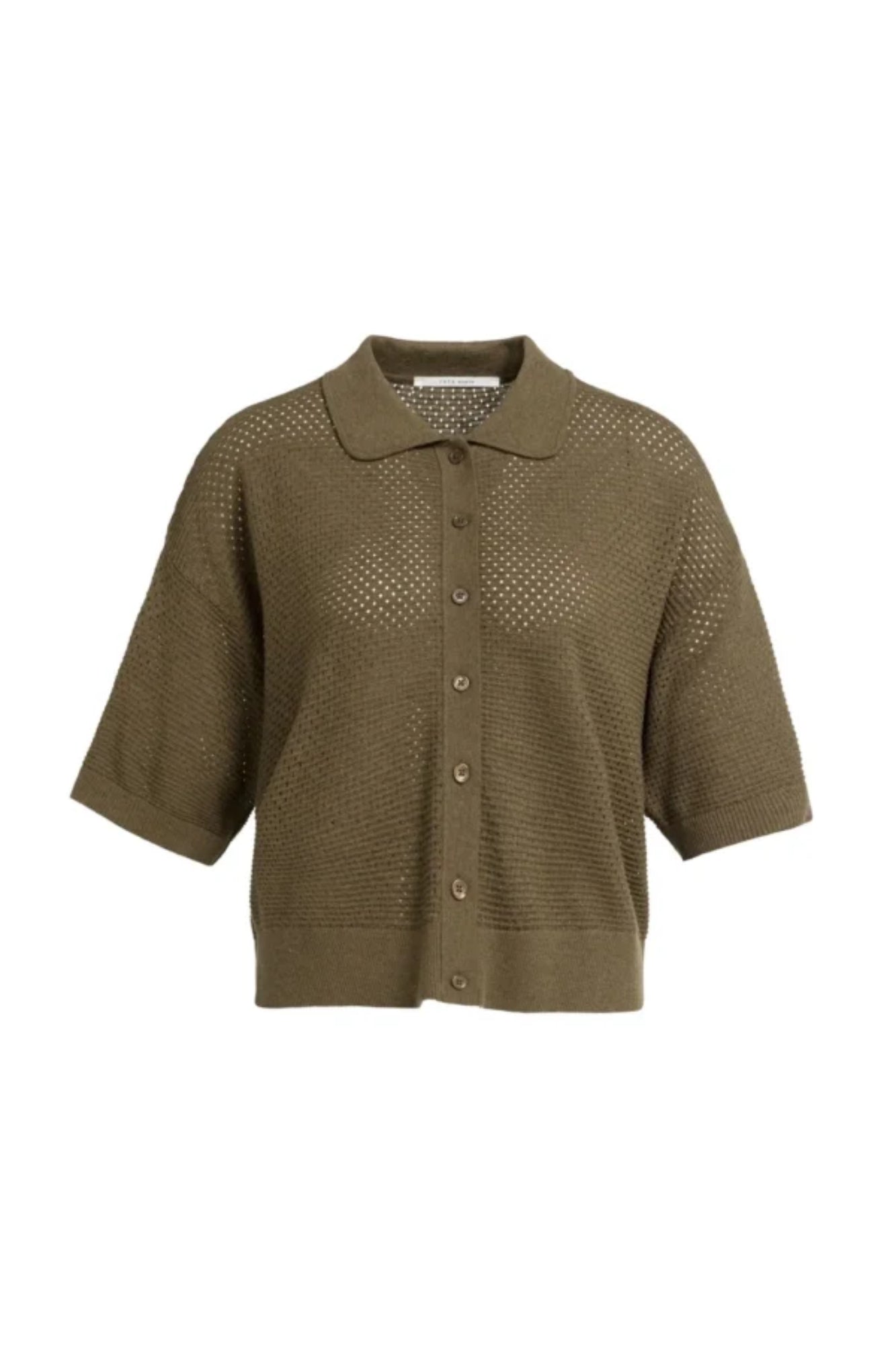 Mesh Stitch Short Sleeve Cardigan