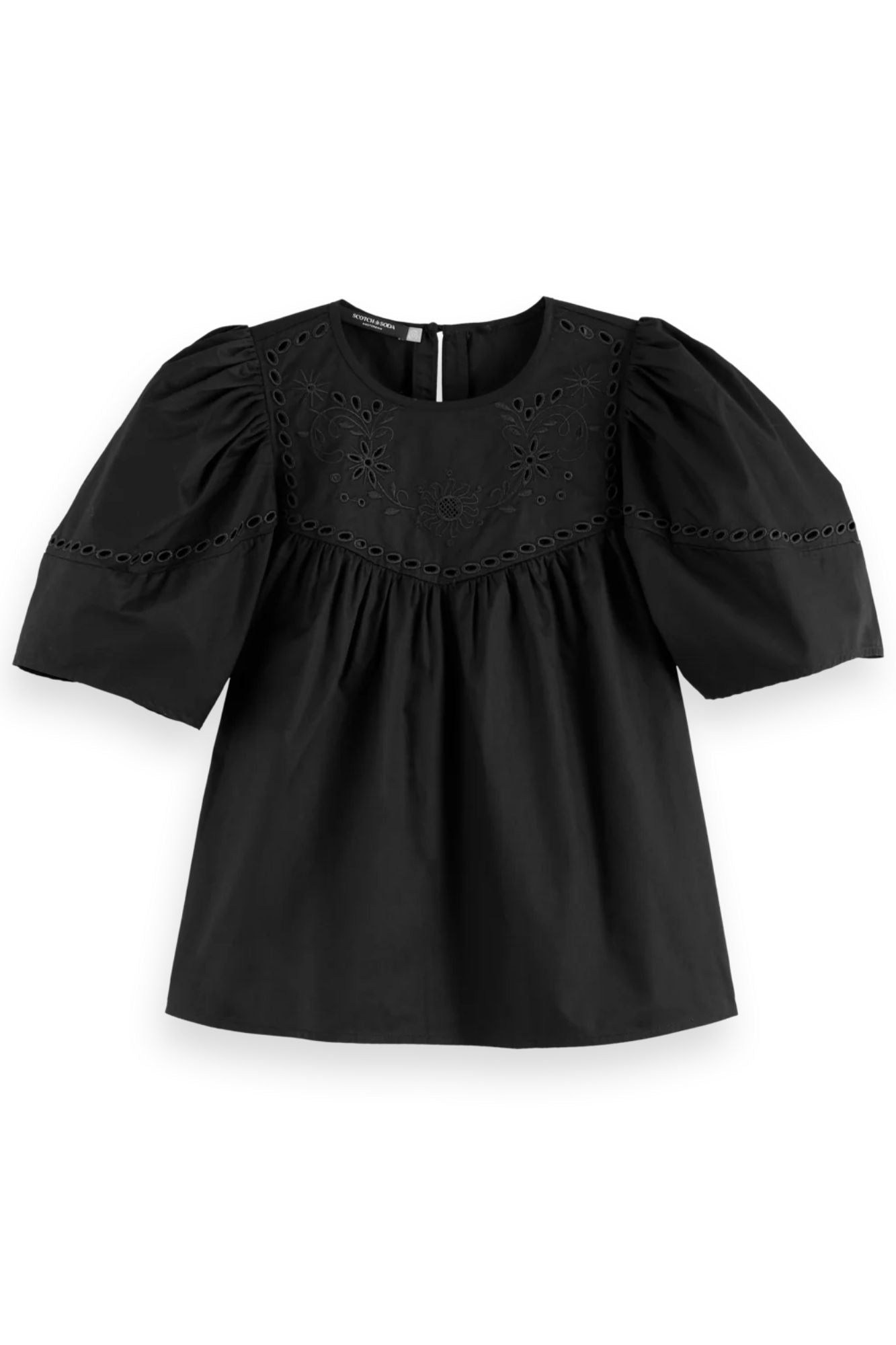 Cotton-Twill Embroidered Top