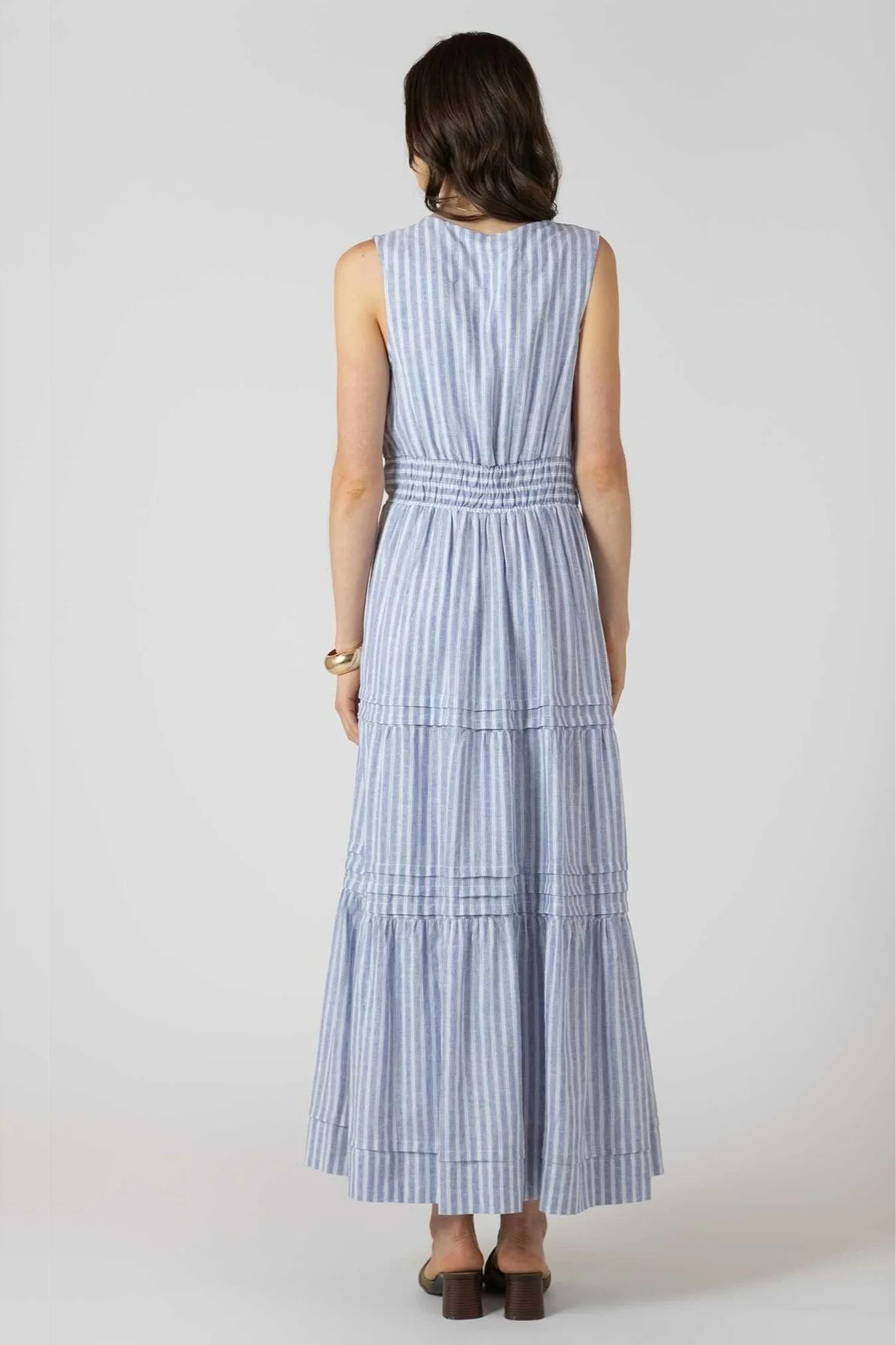 Pleat Detail Smocked Waist Dress