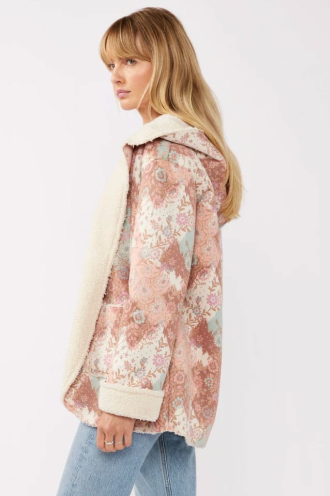 Printed Floral Patch Sherpa