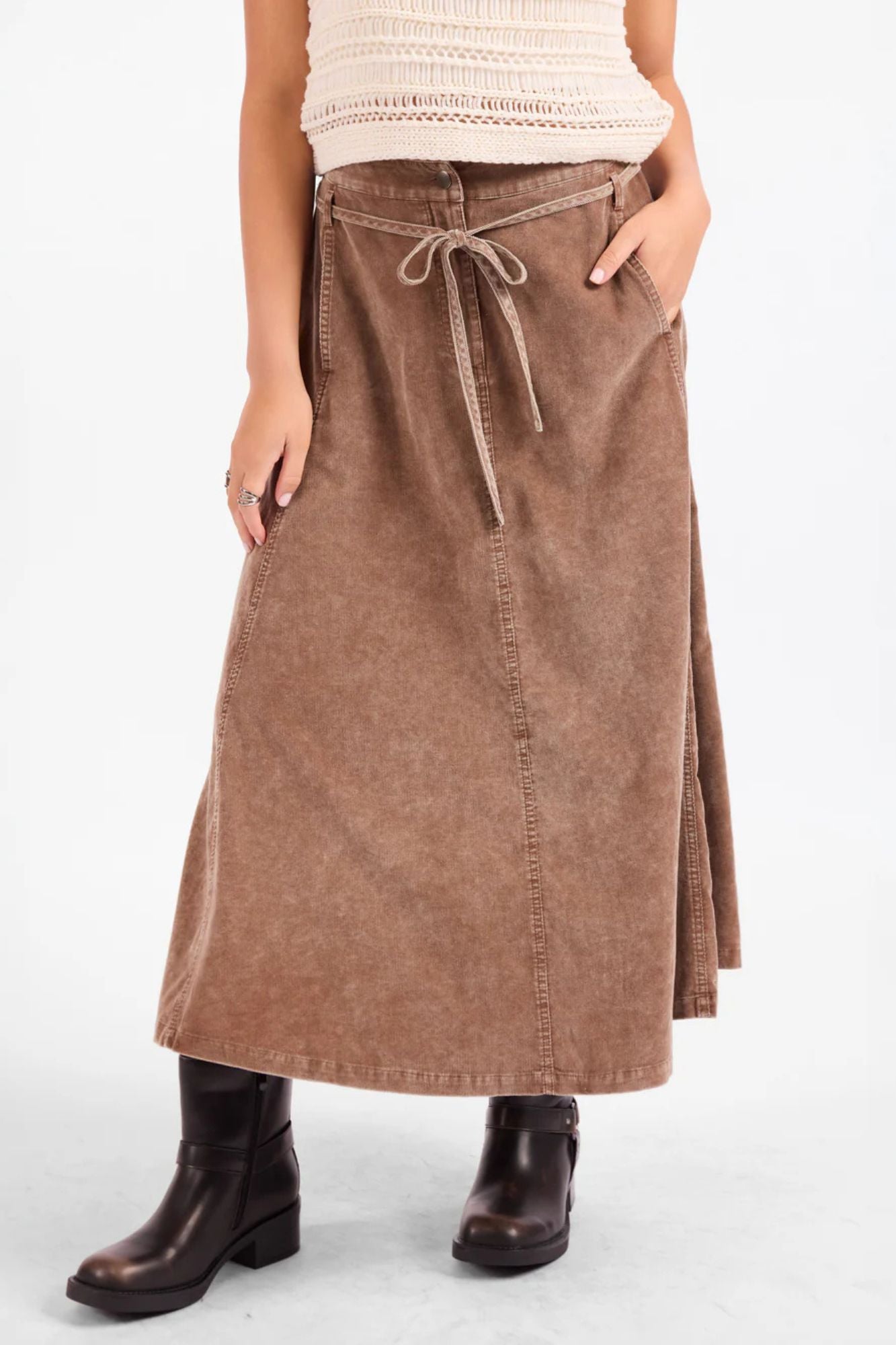 Get Like This Belted Midi Skirt