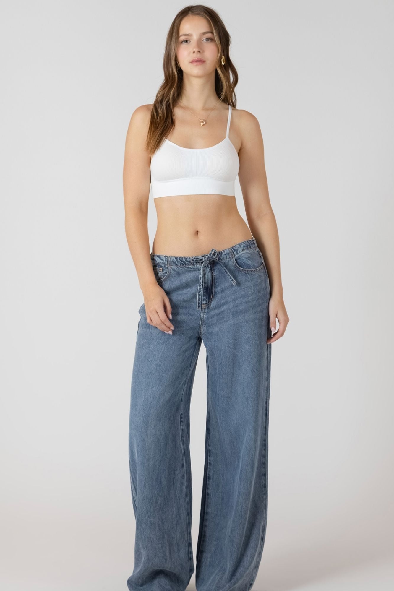 Drawstring Waist Denim Pant