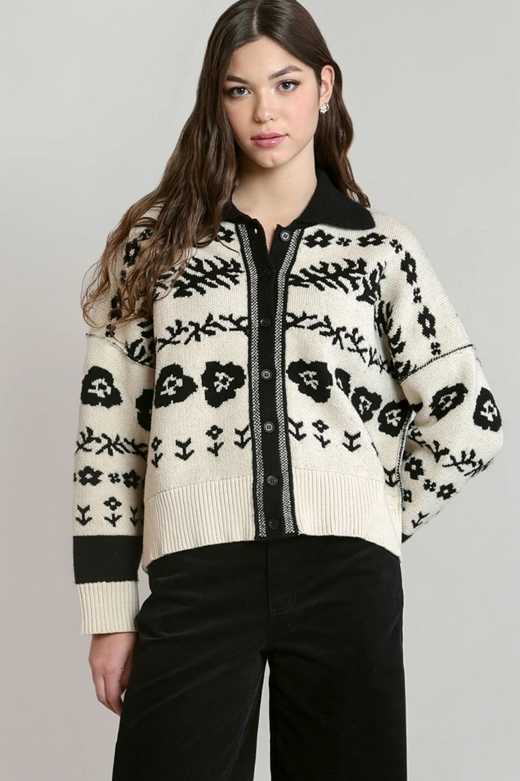 Flower Jacquard Cardigan