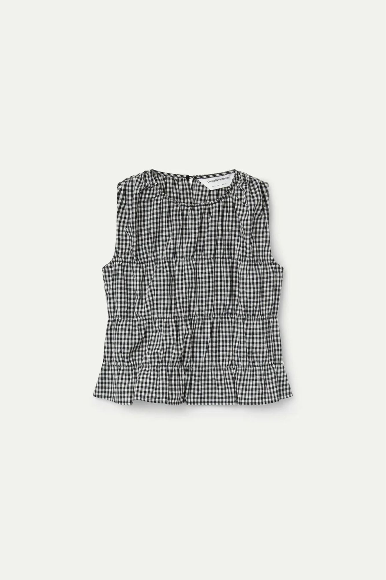 Black Gingham Check Top