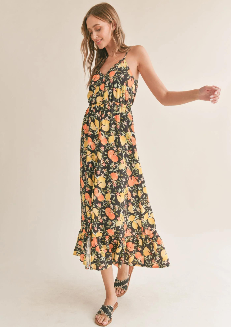 Fruit print maxi dress clearance