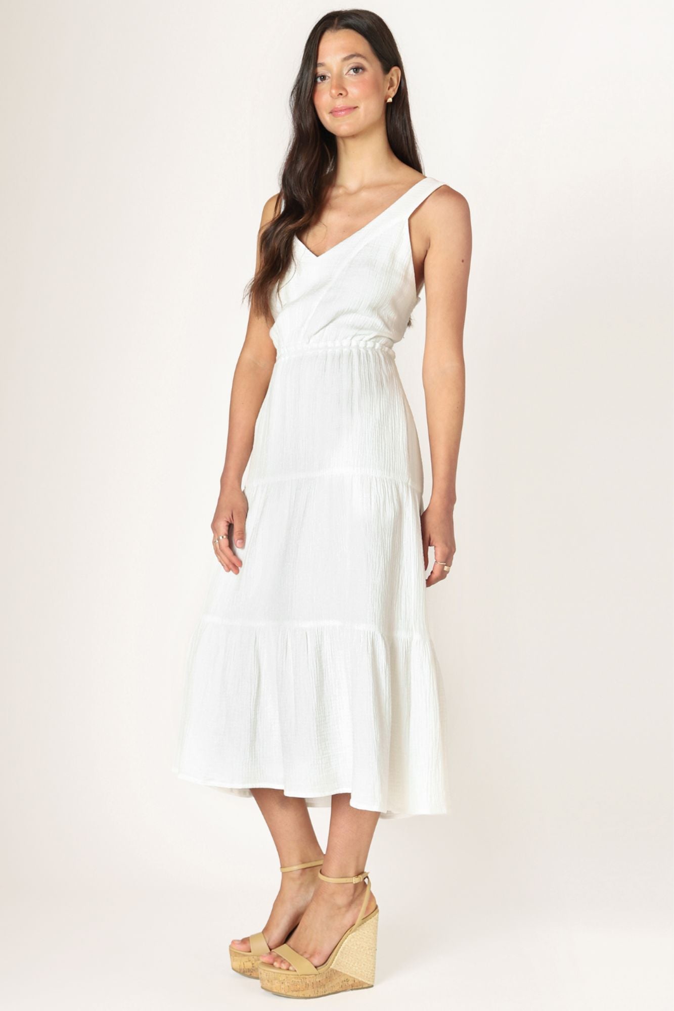 Textured Tiered Midi Dress