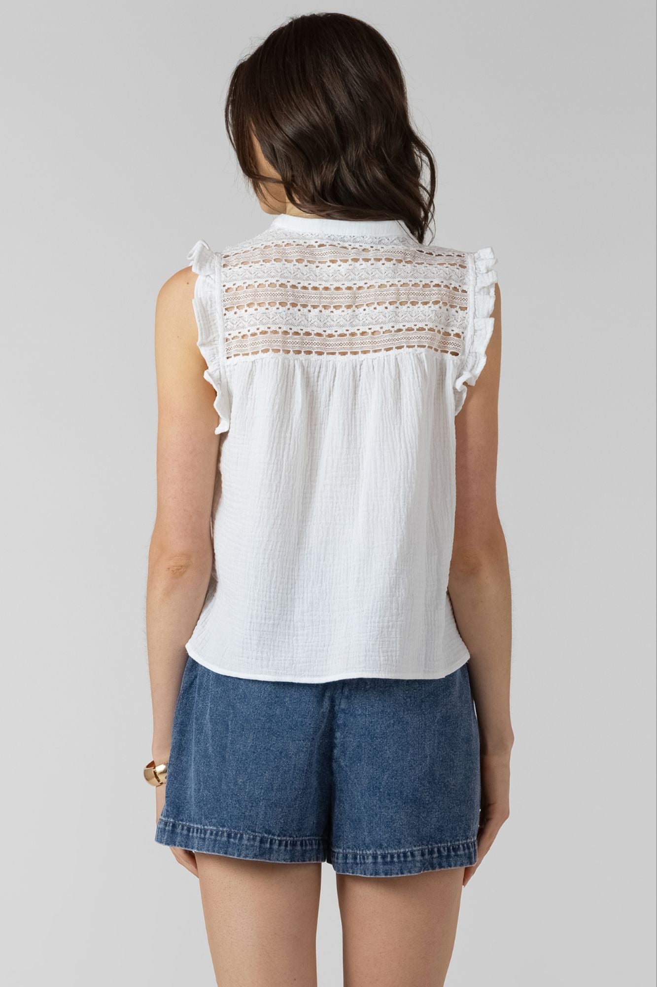 Lace Button Front Blouse