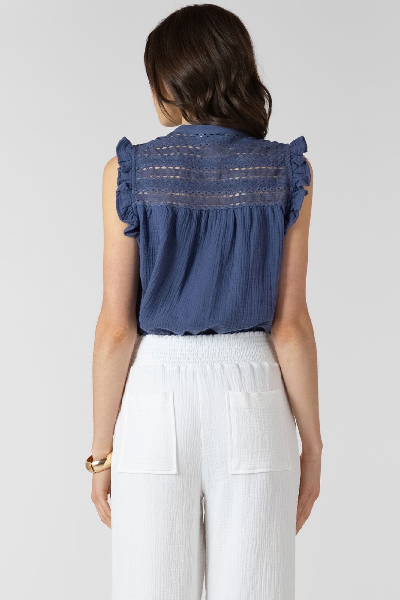 Lace Button Front Blouse