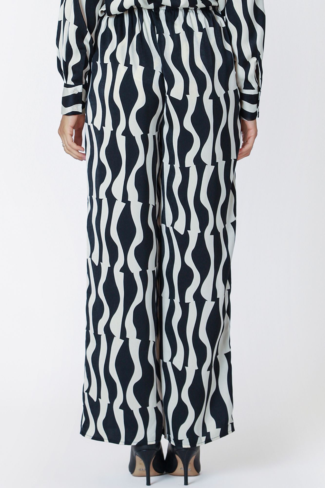High Waist Wide Leg Satin Pant