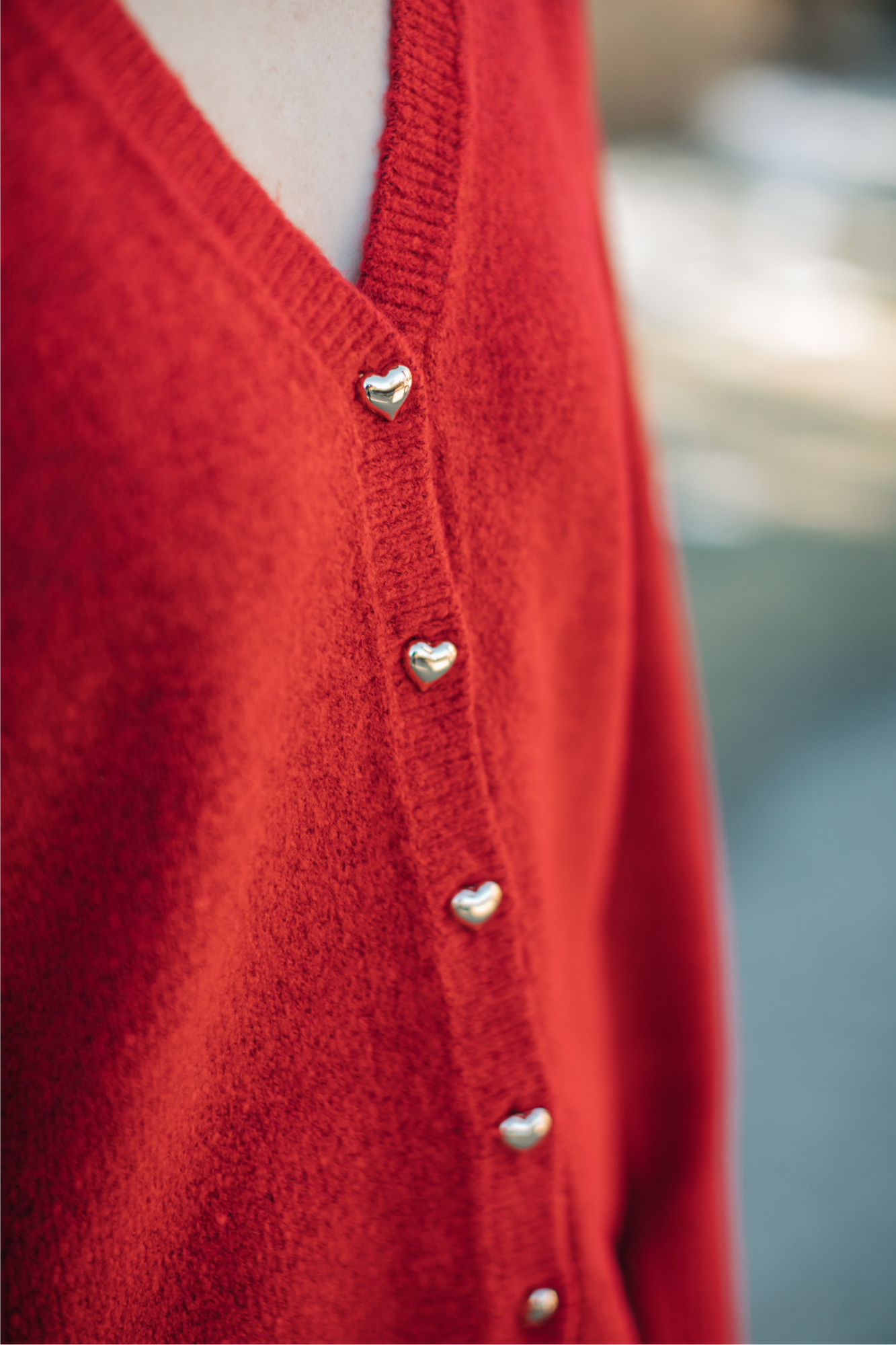 Heart Button Mohair Cardigan