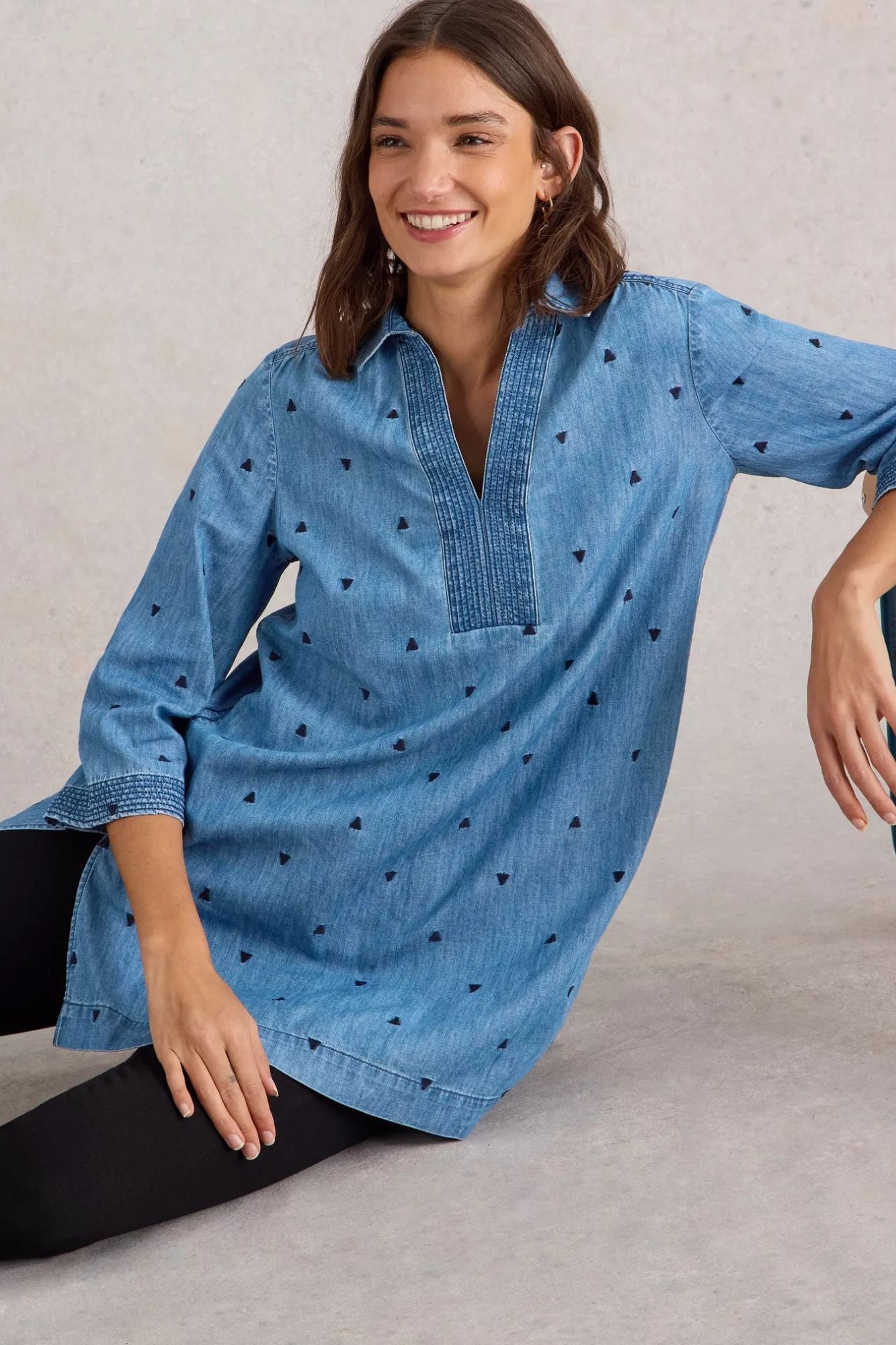 Blaire Denim Embroidered Tunic
