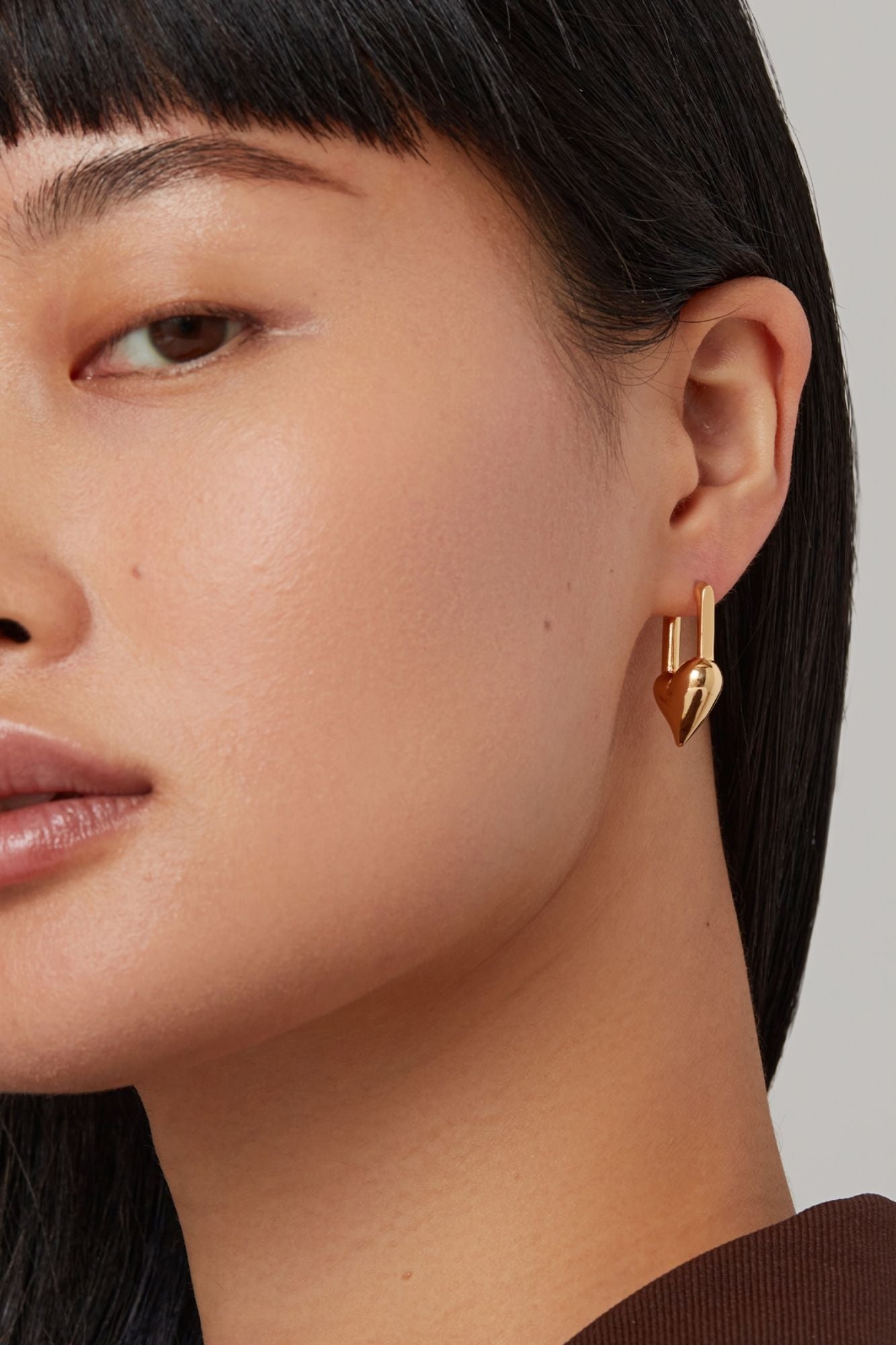 Padlock Heart Huggies Earrings