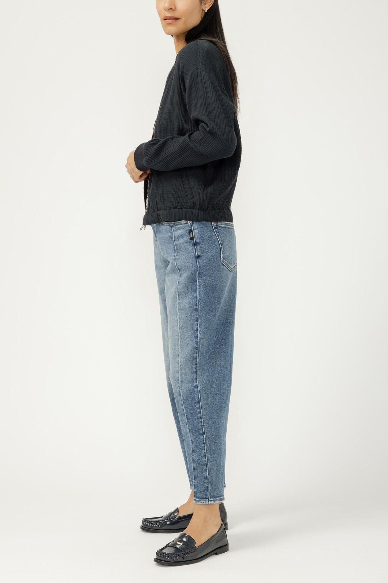 High Rise Slim Barrel Leg Jeans