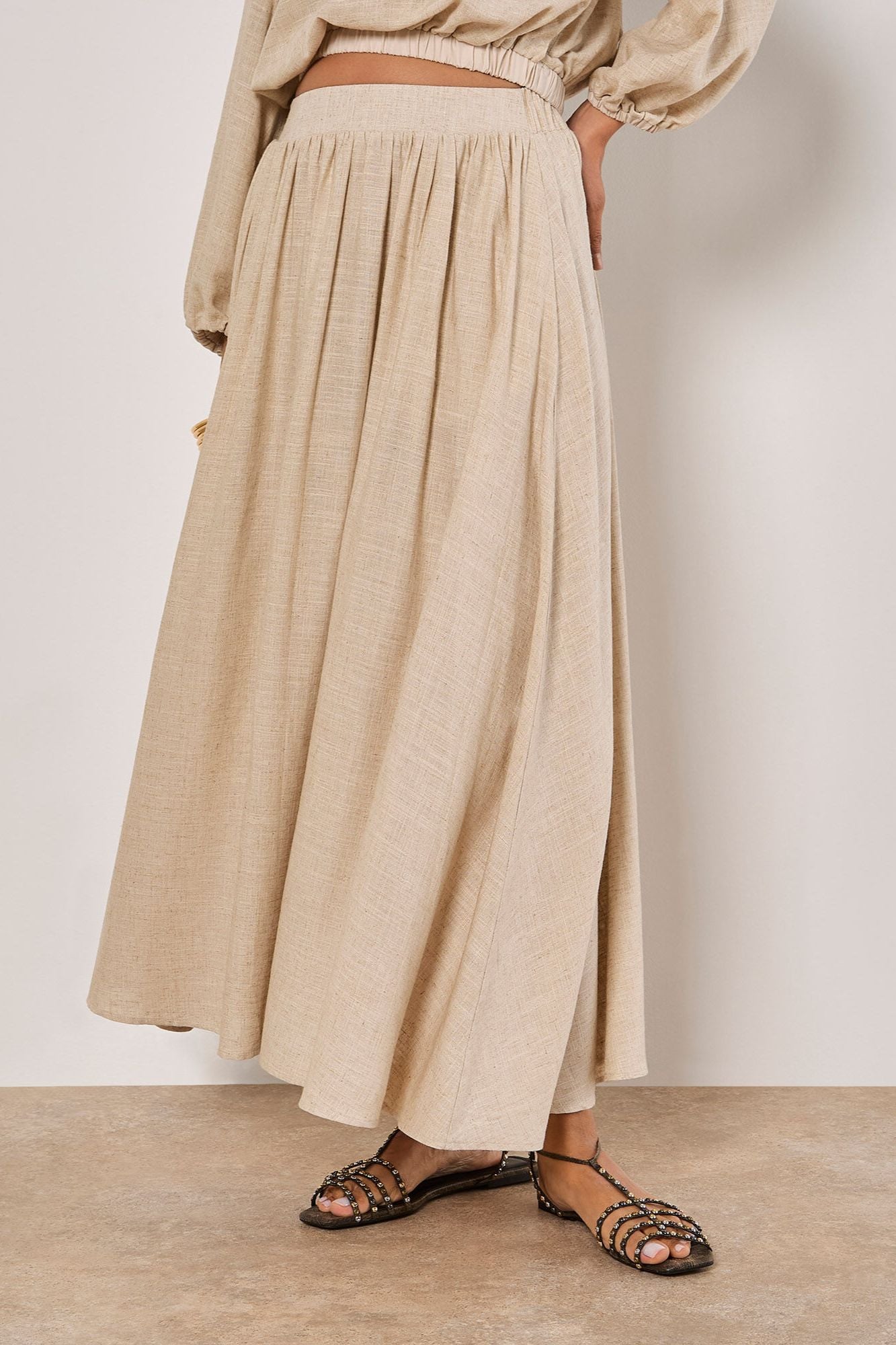 Gathered A-Line Midmaxi Skirt