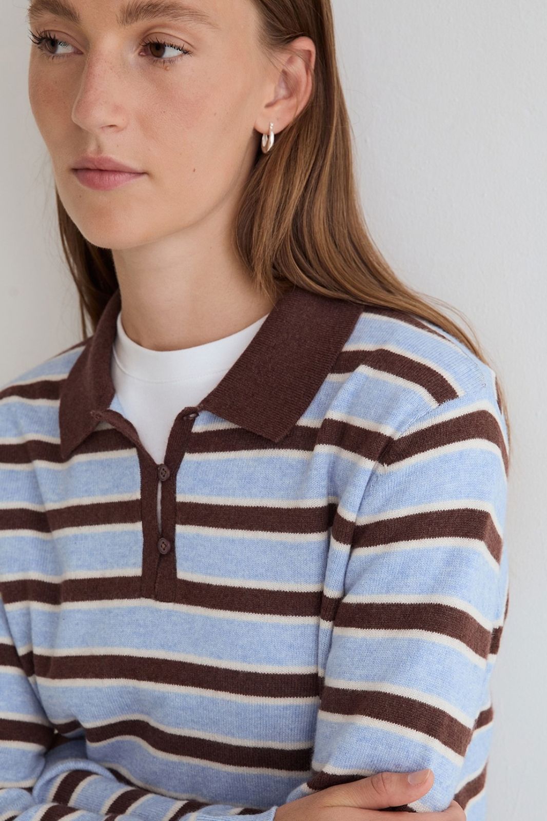 Striped Polo Neck Sweater