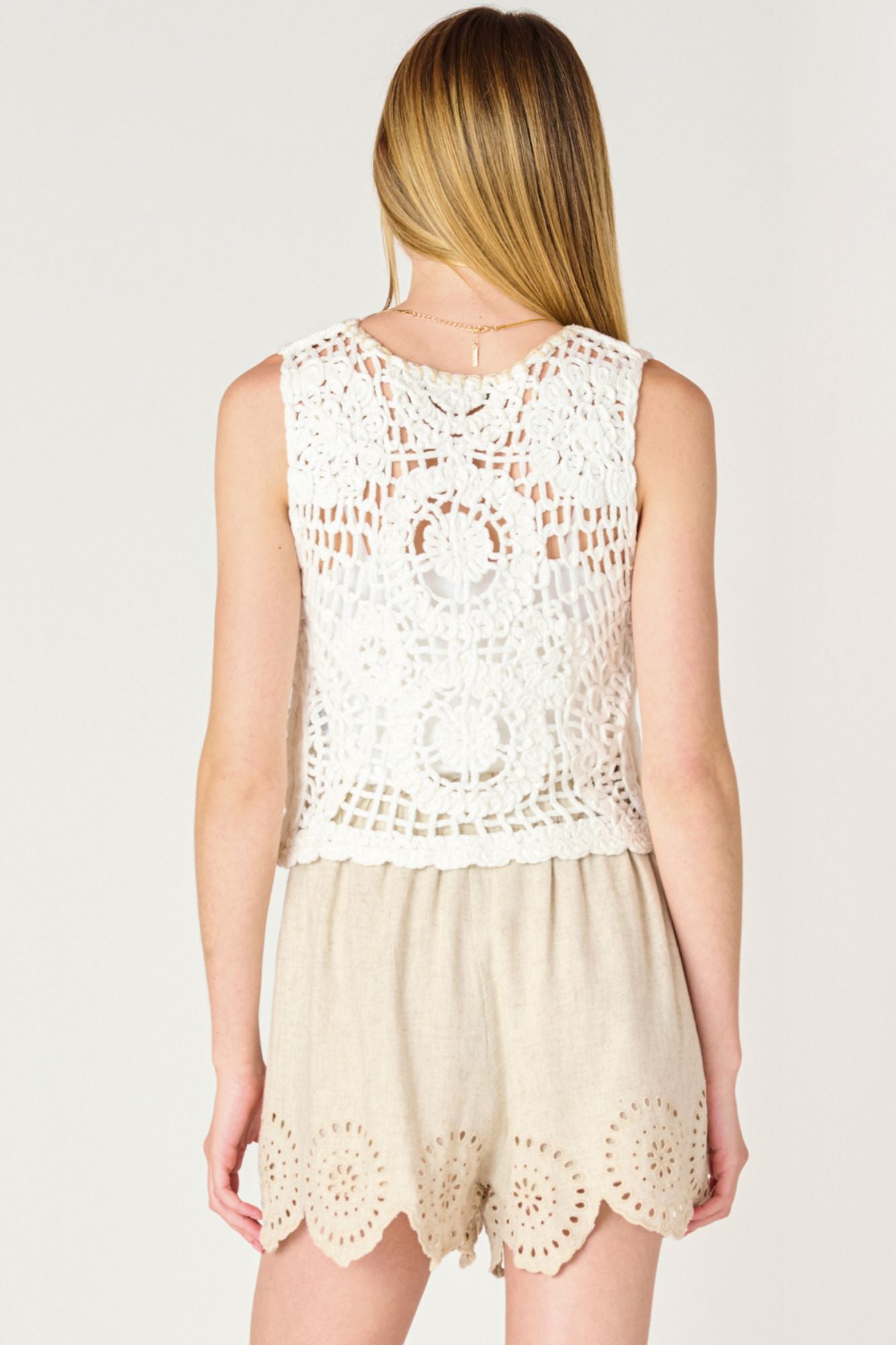 Button Front Crochet Vest