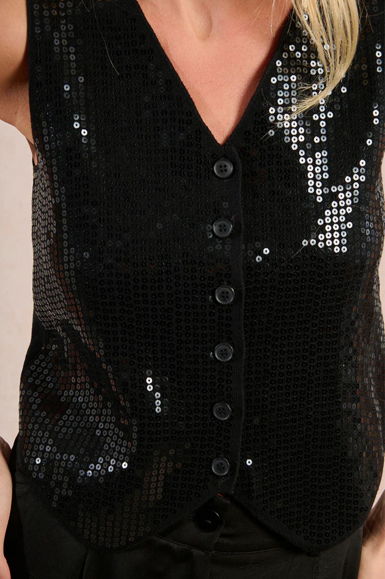 Noir Sequined Vest