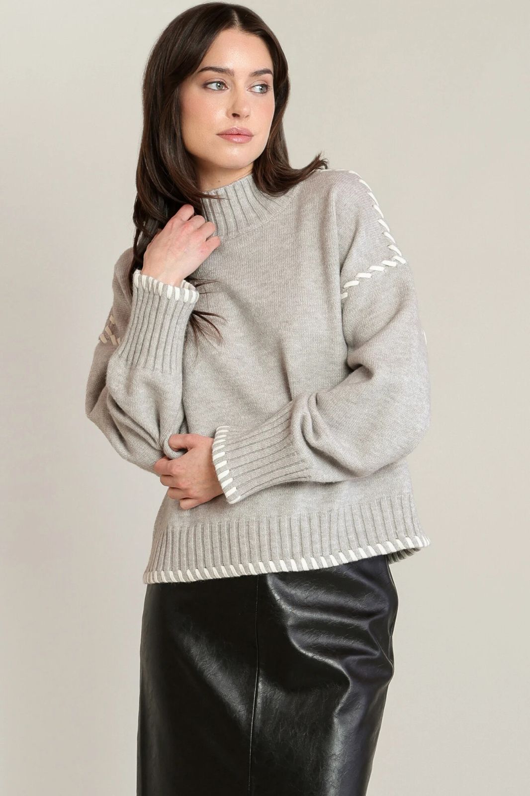 Stitch Turtleneck Sweater